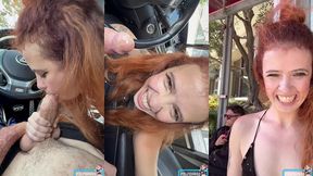 secret car bj and public cumwalk - no panties!