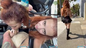 secret car bj and public cumwalk - no panties!