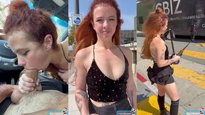 secret car bj and public cumwalk - no panties!