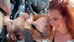 secret car bj and public cumwalk - no panties!