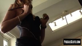 Classy and sexy babe Eva Johnson bends over to be spanked and anal fucked roughly