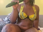 Cucumber pussy pounding