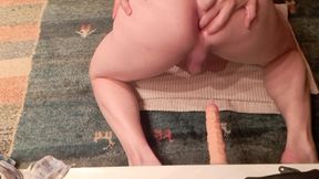 Balls deep dildo doggy action