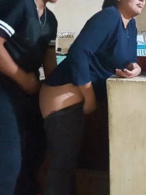 Fucked Employee When Washing Dishes, Almost Discovered by My Wife
