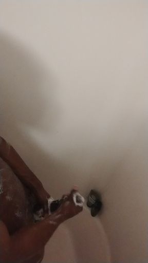 Stroking BBC in shower