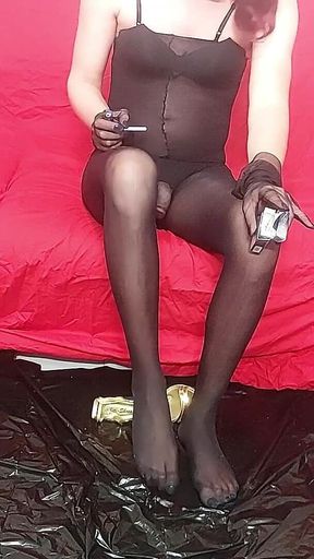 Spit Fetish-trans Spitting on Nylon Feet Part 2