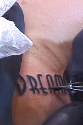 She gets dream girls tattooed on her nice ass