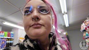 rebeca addams burping at the supermarket for shooping