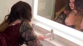 Fucking at a Halloween party. Squirted all over the bathroom before getting a facial.