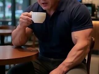 AI-Middle-Aged Muscle Man Pay For Gay