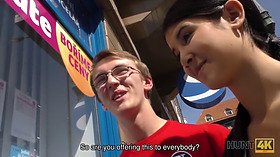 Hunt4k. slender dark haired screwed by guy in front of her nerdy...