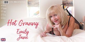 Hot British Granny Emily Jane plays with herself in bed