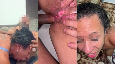Corno fudeu o cu da esposa que chegou em casa com a buceta toda gozada de outro