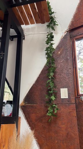 Garland hanging from staircase