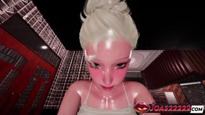 Mikazuki Blonde 3D Animation - Legs-up POV Missionary, Cowgirl on Chair, Anal Doggystyle Creampie