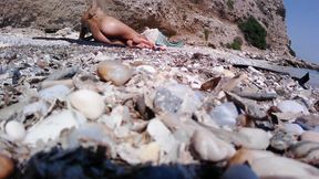 Nude beach hot girl masturbating and take cumshot from stranger