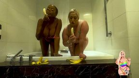 mz dani and yum deepthroat bananas while shakking their big asses