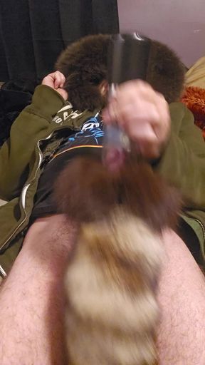Masterbator with fox fur tail. Furry cum fetish