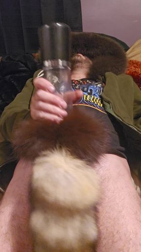 Masterbator with fox fur tail. Furry cum fetish