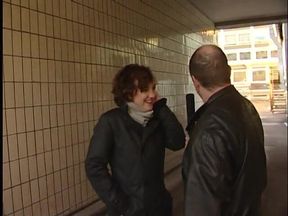 Girl talking to a reporter