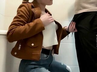 Breasty Golden-haired Sucks Rod in the School Baths