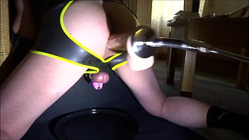 Prostate cum milking with anal dildo and fuck machine