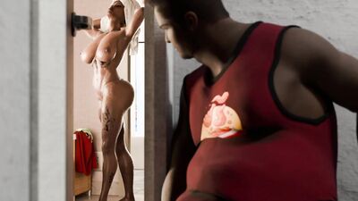 Super Busty BBW MILF catches her Horny Roommate jerking His Huge BBC while She Masturbates - Libido 01