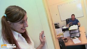 skinny student sucks her massive teacher and gets tight pussy railed