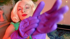 Purple household gloves ASMR sexy video (Arya Grander)