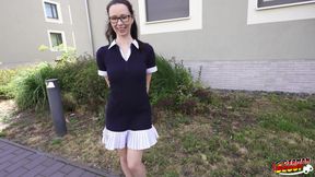German Scout - Slim and Shy German Glasses Student Girl Ronya Rabe at Casting Fuck