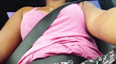 Hot Latina Flashing her Pussy and Tits on a Public HIGHWAY Taking Her PANTIES OFF in the CAR