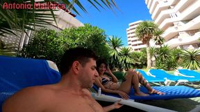 Sexy Latina gets caught fucking in the pool