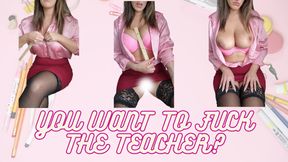 Busty MILF Teacher in stockings lets her boobs be eaten by her naughty student in detention