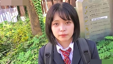 18 year old Japanese black hair beauty. Slender, amateur blowjob and shaved pussy creampie sex. Uncensored, uniform cosplay, Asian