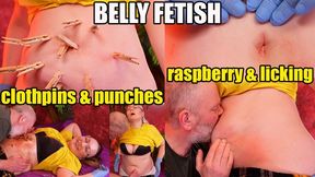 Belly Play: Clothpins, Punches, Raspberry Fetish, Licking (720p)