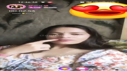 Desi GF Teasing Her Boobs in Floral Dress Live Sex Show