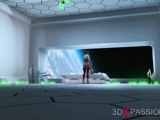 Hot female sci-fi android banging a hawt sexually excited angel in the space station