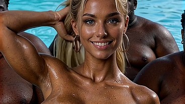 Betty Erickson - Pool Party 2 [AI Generated] AI Porn, Interracial GangBang BBC Rimming Rimjob, AI Porn