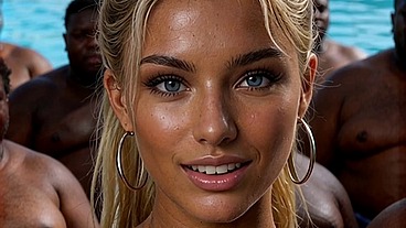 Betty Erickson - Pool Party 2 [AI Generated] AI Porn, Interracial GangBang BBC Rimming Rimjob, AI Porn