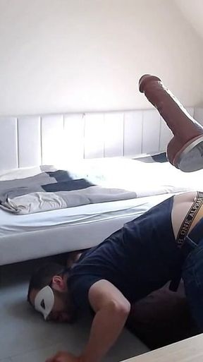 Master Dominates Useless Beta Male with Machine to Fuck Ass and Mouth with Cum Eating