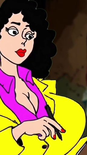 Married Busty Brunette Can't Resist the Sight of a Big Black Cock. Cartoon