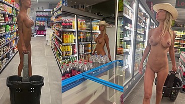 Monika Fox Came Fully Naked To The Grocery Store For Shopping Part 1