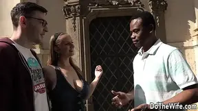 Aroused wife Suzie sun to the hilt throats a huge BBC while her husband watches.