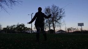 Silhouetted Bullwhip Practice