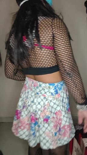 Crossdresser strips net top