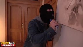 Office Encounter: Seductive MILF Surprises Intruder with a Steamy Surprise Under Her Desk!