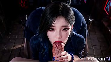 I made this juicy Korean slut lick my balls and then filled her slit to the very bottom with hot cum [AI]