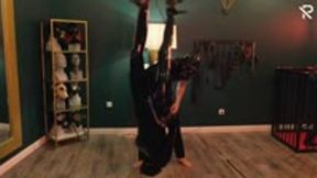 German Latex Slut Upside down slapped, fisted and tickled