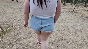 I love walking around in public with cum on my face and showing off my huge ass