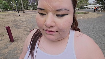 I love walking around in public with cum on my face and showing off my huge ass